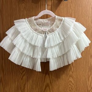 Genuine Kids from Osh Kosh White Ruffled Tulle Shoulder Cape Toddler Girl 2T